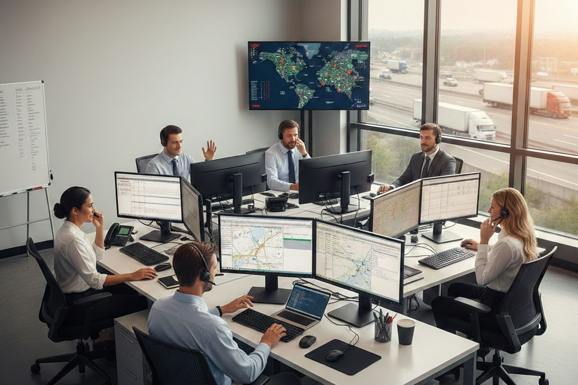 Logistics team working together
